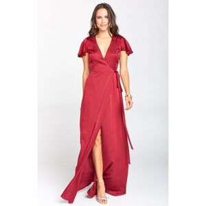 NWT Show Me Your MuMu Noelle Satin Wrap Dress Red Luxe XXXL